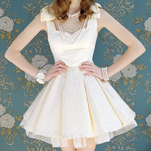 Fashion Bow Stitching Sleeveless Dress #090412ax