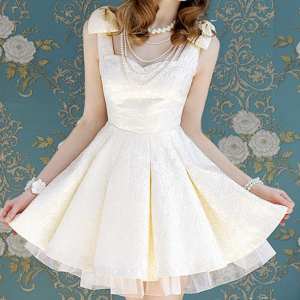 Fashion Bow Stitching Sleeveless Dress #090412ax