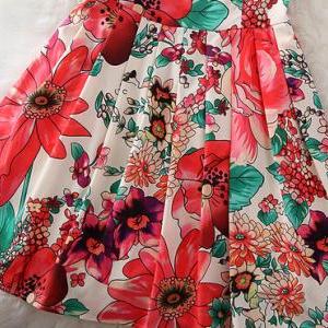 Flower Print Sleeveless Dress #092724ad