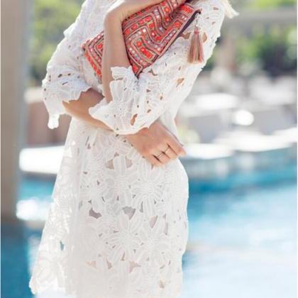 Fashion Lace Flower Dress #ad41405uy