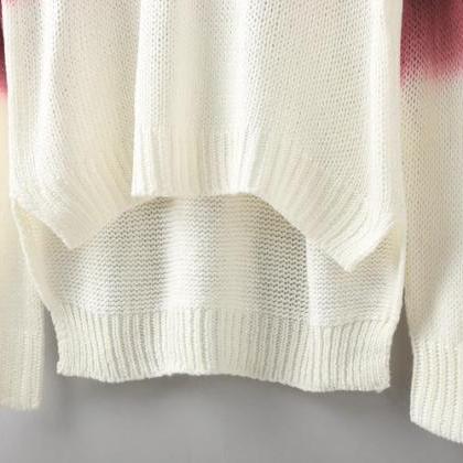 Women Two- Toned Long Sleeve Knitted Sweater