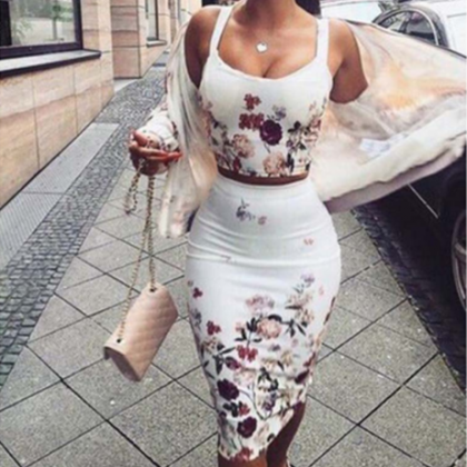 Sexy Printed Sling Two-piece Dress
