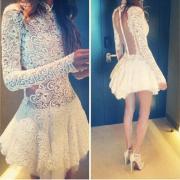 Slim lace long-sleeved dress #102821AD