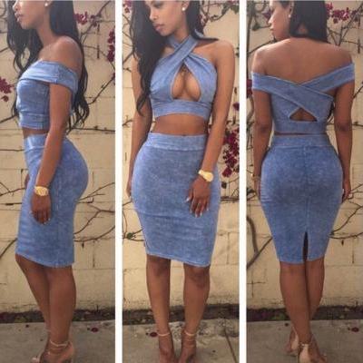 FASHION PACKAGE HIP TWO-PIECE DRESS