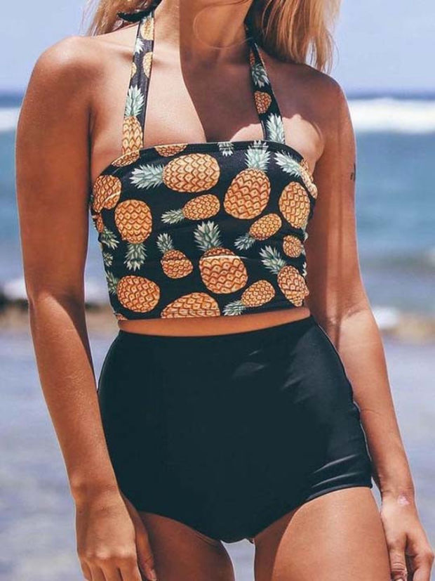 pineapple high waisted bikini