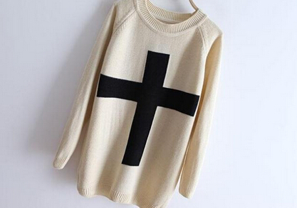 Cross Sweater, Loose Sweater #092315AD on Luulla