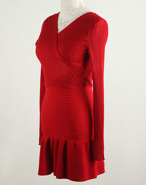 Slim V-neck Long-sleeved Knit Dress #110304AD on Luulla