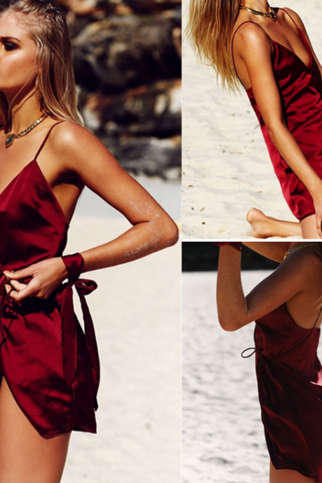 Elegant A Line V Neckline Red Chiffon Long Prom Dress Evening Dresses With Ruffles C3377