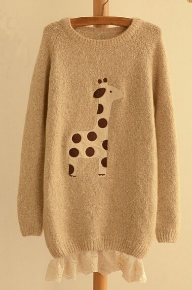 Super Cute Cartoon Giraffe Loose Sweater #092512ad on Luulla