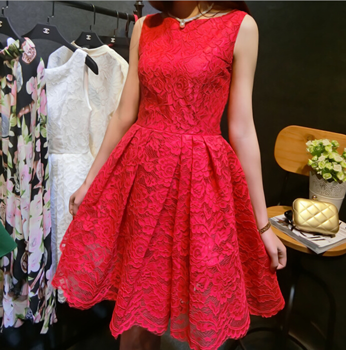 Sweet Lace Sleeveless Vest Dress AD32307 on Luulla